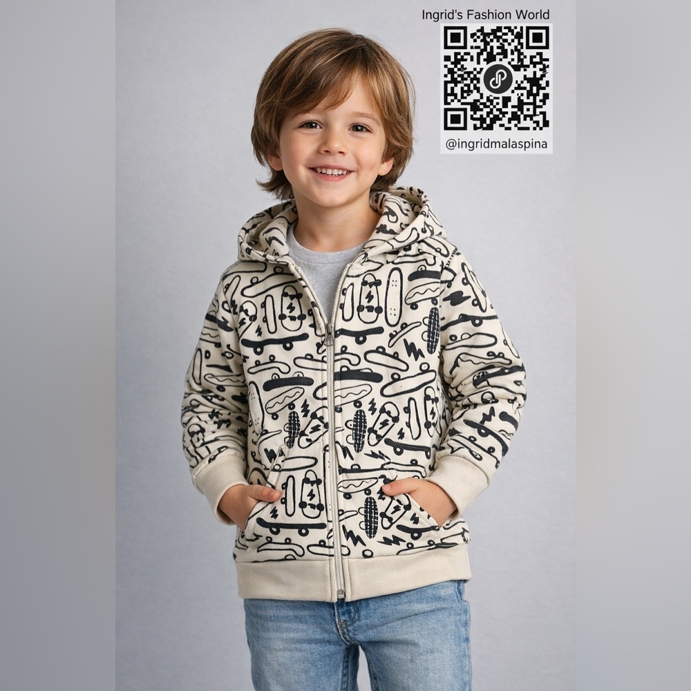 Cat & Jack Skateboard Print Zip-Up Hoodie